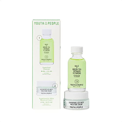 Youth To The People Face Wash & Moisture Cream - Nourishing Superfood Duo, Vegan - Travel Size