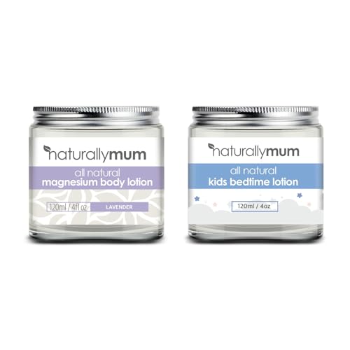 NaturallyMum Magnesium Body Lotion Bundle - Supports Sleep & Family Health, Lavender - 2 x 4 fl oz