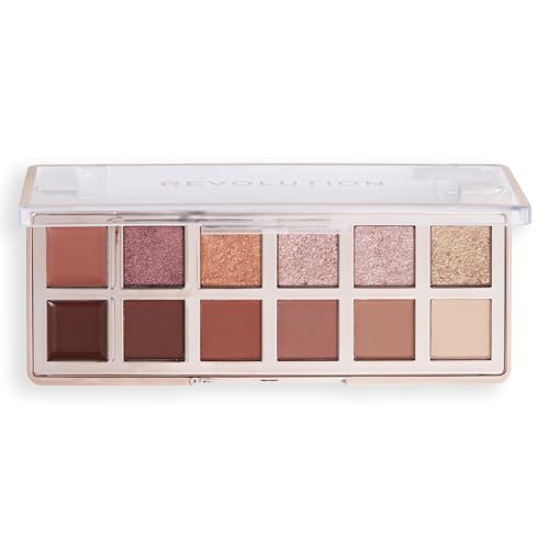 Revolution Beauty Bronze Eyeshadow Palette - 12 Ultra-Pigmented Shades, Long-Lasting, Vegan - 3.53oz