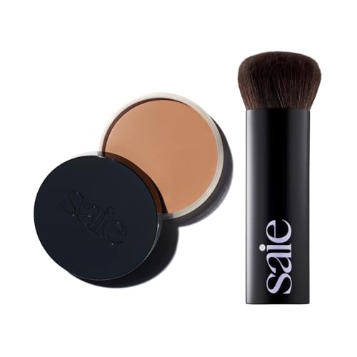 Saie Sun Melt Duo - Multi-Use Brush & Light Bronze Bronzer, Vegan & Cruelty-Free - 1oz