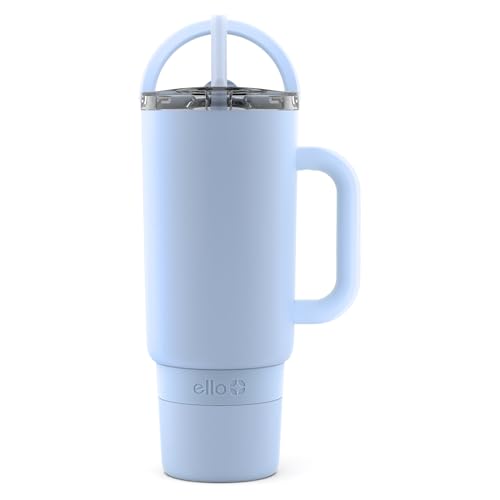 Ello Port 40oz Tumbler - Vacuum Insulated, Leak Proof, Travel Friendly, Halogen Blue