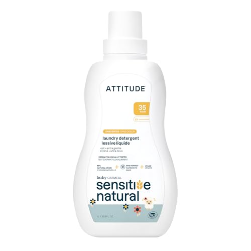 ATTITUDE Baby Laundry Detergent - EWG Verified, Plant-Based, Hypoallergenic - 33.8 Fl Oz, 35 Loads