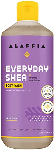 Alaffia Everyday Shea Body Wash - Moisturizing Lavender Cleanser with Fair Trade Ingredients - 16oz