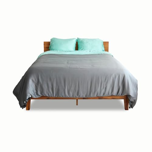 Sheets & Giggles Eucalyptus Lyocell Duvet Cover - Soft, Breathable, Moisture-Wicking - Queen Grey