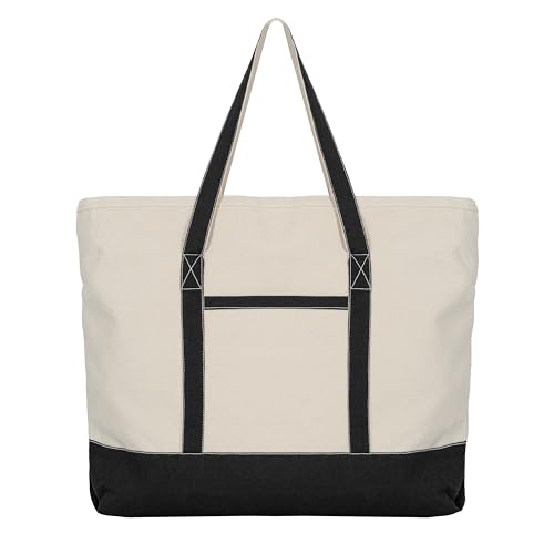 Premium Extra Large Canvas Tote Bag - Durable, Organic Cotton, Washable - 22 Inch Heavy Duty