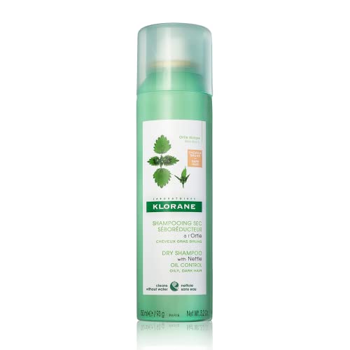 Klorane Dry Shampoo with Nettle - Reduces Oil, Refreshes Dark Hair, Paraben & Sulfate-Free - 3.2 oz