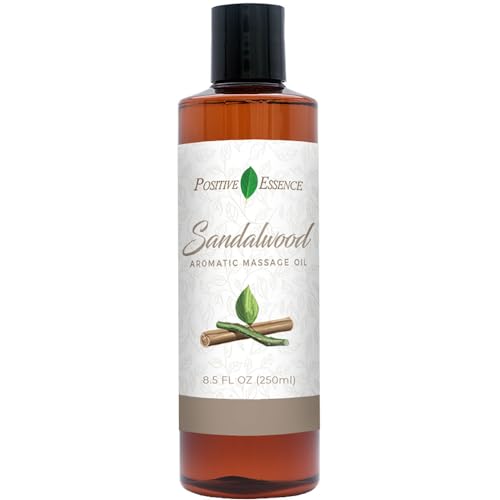 Sandalwood Massage Oil - Natural Relaxation, Jojoba & Vitamin E, No Greasy Residue - 8oz