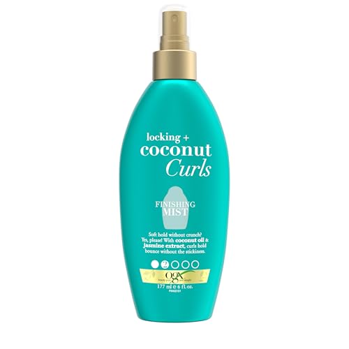 OGX Locking + Coconut Curls Finishing Mist - Defines Curls, Smooth Hold with Coconut Oil - 6 Fl Oz