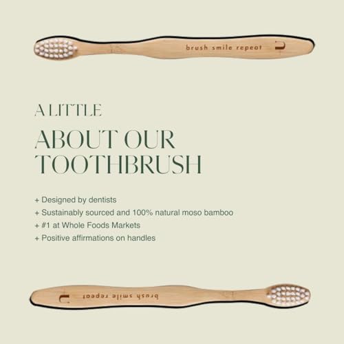 Plus Ultra Kids Bamboo Toothbrush - Soft Bristles, Biodegradable, Dentist Approved - 1 Pack