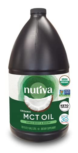 Nutiva Organic MCT Oil - Boosts Energy & Metabolism, Non-GMO, Unflavored - 1 Gallon