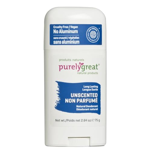 Purelygreat Natural Deodorant Stick - Long-Lasting Freshness, EWG Verified, Vegan - Unscented