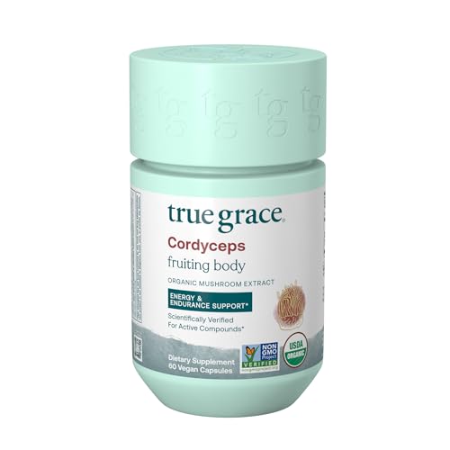 True Grace Mushroom Supplement - Energy & Endurance Support, Organic Ingredients - 60 Capsules