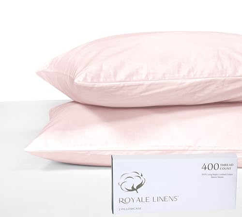 Royale Linens Pillowcase Set - Luxurious Softness, Oeko-Tex Certified, 2 Pink Pillowcases - 20x26