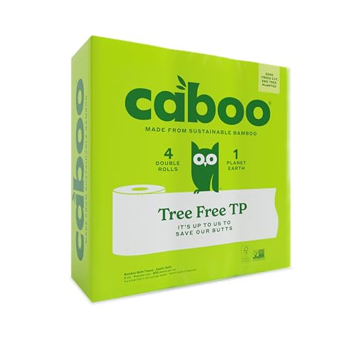 Caboo Toilet Paper - Soft & Strong, Septic Safe, Non-GMO, 300 Sheets/Roll, 4 Double Rolls