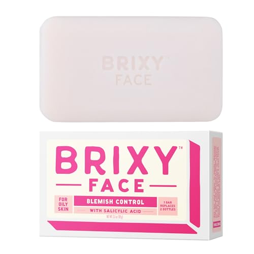 BRIXY Blemish Control Facial Cleanser - Unclogs Pores, Balances Oils, pH Balanced - Vegan Bar