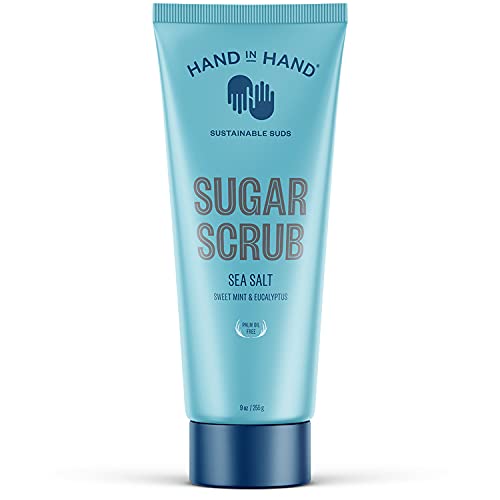 Hand in Hand Body Scrub - Gentle Exfoliation, Hydrating Oils, Sweet Mint & Eucalyptus - 9oz