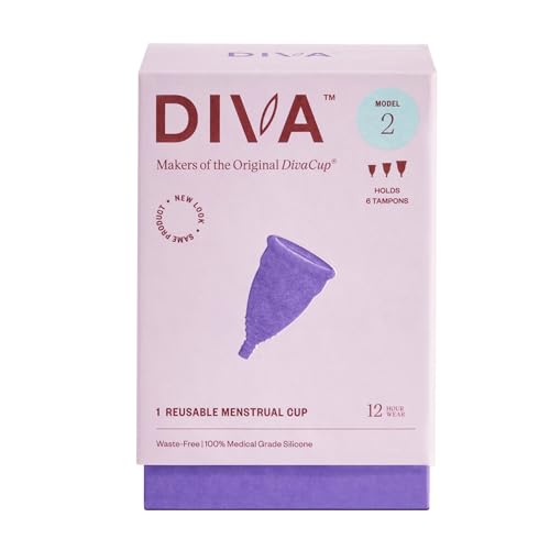 DivaCup Menstrual Cup - Leak-Free, Medical Grade Silicone, 12-Hour Protection - Model 2