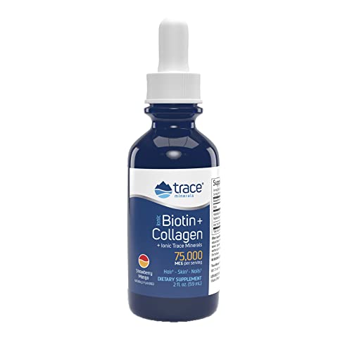 Trace Minerals Liquid Ionic Biotin & Collagen - Supports Hair, Skin & Nails, 29 Servings