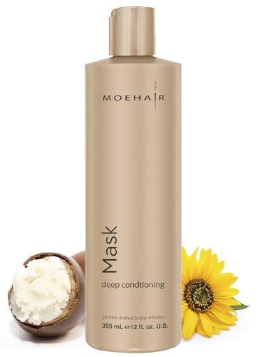 MOEHAIR Hair Mask - Deeply Hydrates, Nourishes with Shea Butter & Olive Oil - 12 Fl. Oz