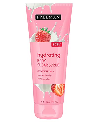 Freeman Hydrating Sugar Scrub - Exfoliates & Moisturizes with Strawberry Milk - 6 oz