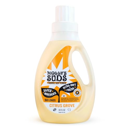 Molly's Suds Natural Fabric Softener - Reduces Static & Wrinkles, Essential Oil Infused - 34oz