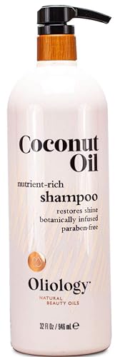 Oliology Coconut Oil Shampoo - Restores Damaged Hair, Intense Shine, Paraben & Cruelty Free - 32oz