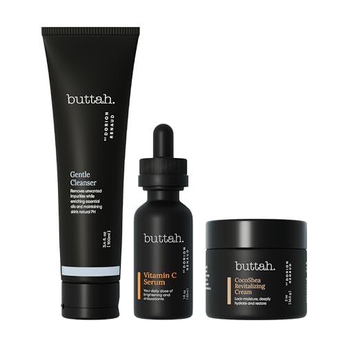 Buttah Skin Care Set - Gentle Cleanser, Brightening Vitamin C, Deep Hydration - 2oz, 1oz, 3.4oz