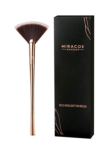 Brush Master Fan Makeup Brush - Precision Application, Cruelty-Free, Long Handle - Champagne Gold