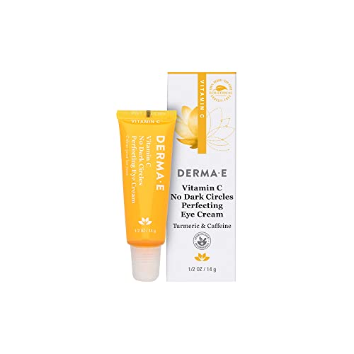 Derma E Vitamin C Eye Cream - Brightening & Anti-Aging with Turmeric, Caffeine - 0.5 Oz