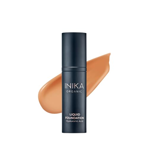 INIKA Organic Liquid Foundation - Full Coverage, Anti-Aging, Vegan & Organic - Honey, 30ml