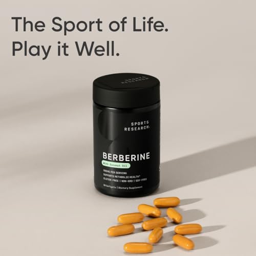 Sports Research Berberine Supplement - Metabolic Support, Non-GMO, Gluten-Free - 500mg, 90 Softgels