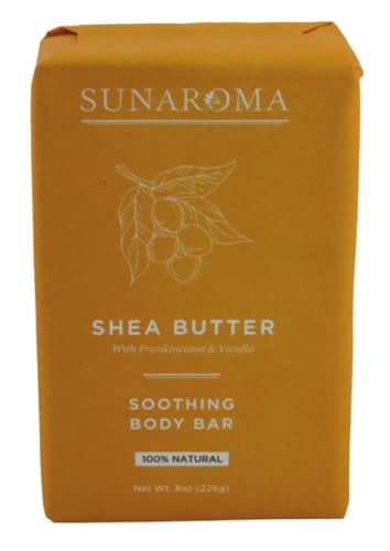 Sunaroma Bar Soap - Pure Shea Butter, Naturally-Derived, No Artificial Colors - 6x8oz