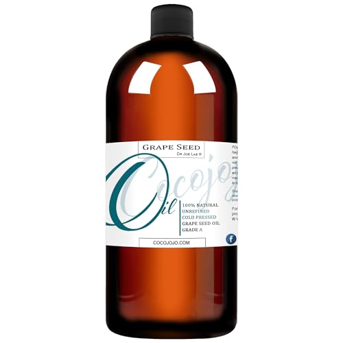 Cocojojo Grape Seed Oil - Pure Cold-Pressed Moisturizer for Body, Hair & Skin - 32oz