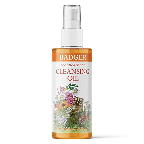 Badger Cleansing Oil - Deep-Pore Cleanser, Certified Organic, Revitalizing Seabuckthorn - 2 oz