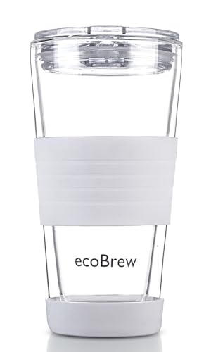 ecoBrew Reusable Double Wall Glass Tumbler - Insulated, BPA-Free, Dishwasher Safe - 16oz