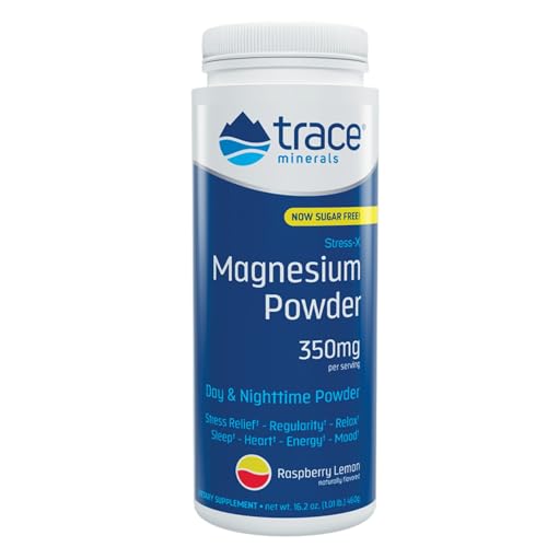 Trace Minerals Stress-X Magnesium Powder - Muscle Relief, Relaxation, Sleep, Energy - 16.9oz