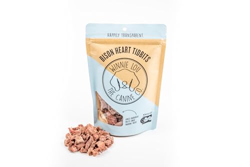 Winnie Lou Dog Treats - 100% Grass-Fed Bison Heart, Rich in Vitamins, No Additives - 1 Pack