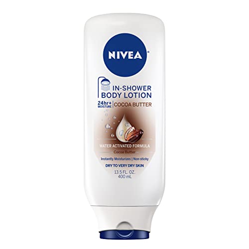 NIVEA Cocoa Butter In Shower Lotion - 24-Hour Moisture, Non-Sticky, Softens Dry Skin - 13.5oz