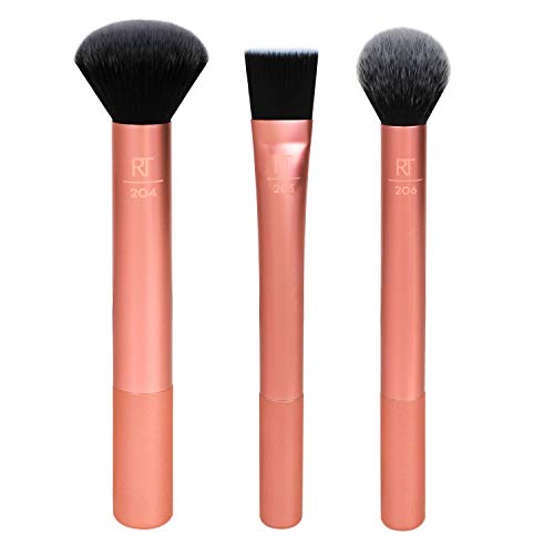Real Techniques Makeup Brush Set - Flawless Application, Cruelty-Free & Vegan - 3 Pieces
