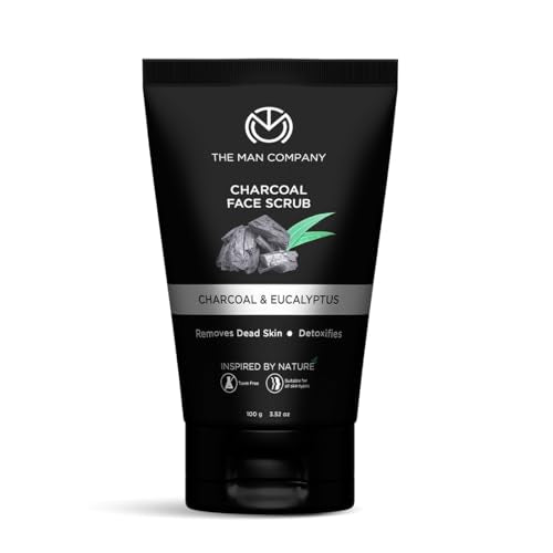 The Man Company Charcoal Face Scrub - Detoxifying, Acne-Fighting, Paraben-Free - 3.5 Oz