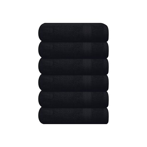 GLAMBURG Hand Towel Set - Ultra Soft, Highly Absorbent, Natural Cotton - 6 Towels, 16x28, Black