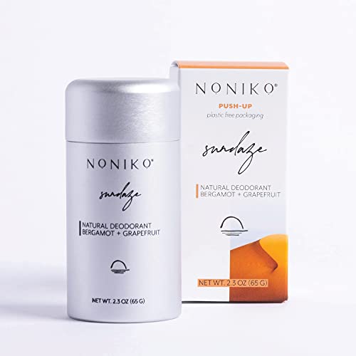 NONIKO Natural Deodorant - Aluminum & Paraben Free, Bergamot + Grapefruit - Plastic-Free Push Up