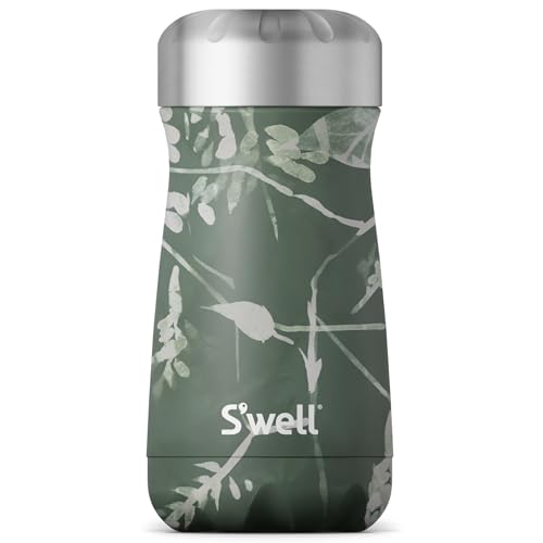 S'well Stainless Steel Traveler - Keeps Drinks Cold 20hrs & Hot 9hrs, BPA Free - 12oz Green Foliage