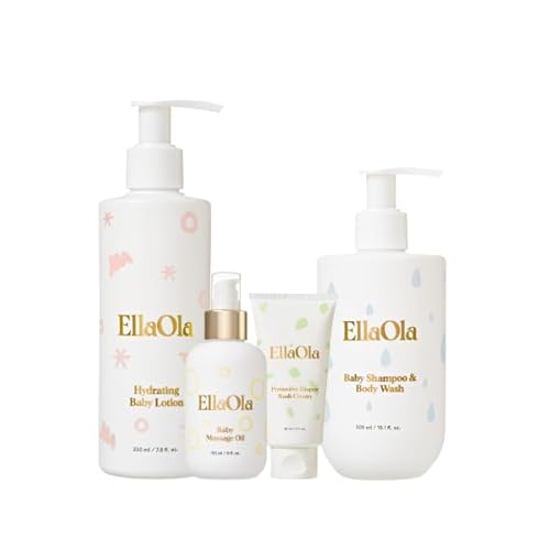 Baby Essentials Care Bundle - Hydrating Lotion, Organic Shampoo, Massage Oil & Diaper Cream