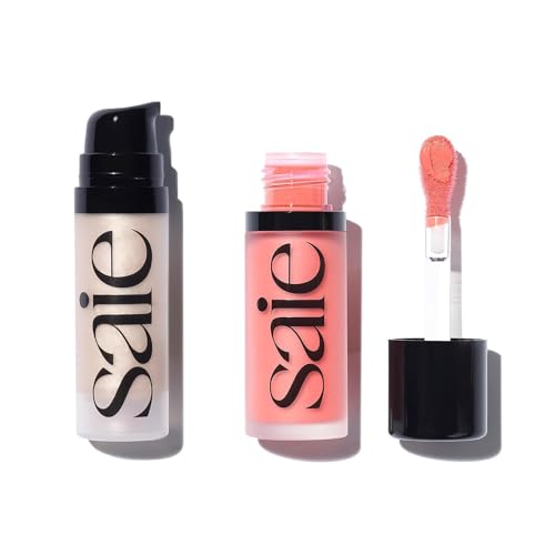 Saie Mini Glowy Super Gel & Dew Blush Duo - Hydrating Illuminator & Blendable Tint - 0.5oz + 0.4oz