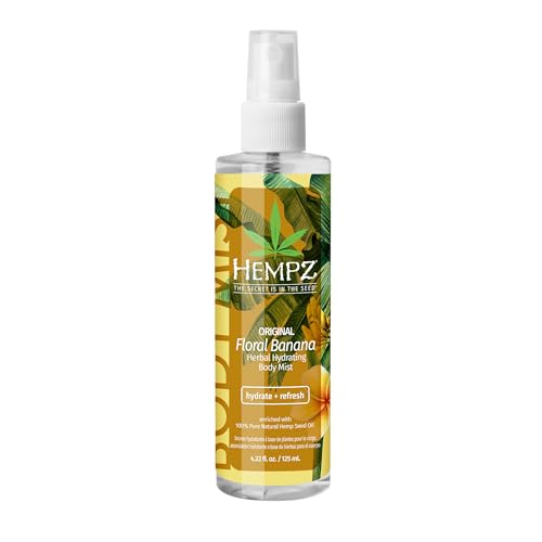 Hempz Body Mist - Hydrating 100% Hemp Seed Oil, Light Floral & Banana Scent - 4.22oz