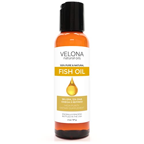 Velona Fish Omega-3 Oil - Nourishes Skin & Hair, Vitamins E & D, Cold Pressed - 2 Fl Oz