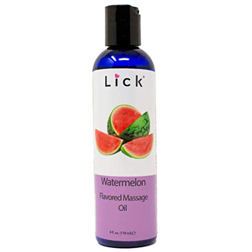 LICK Watermelon Massage Oil - Edible, Vitamin E & Almond Oil, Non-Sticky, Vegan - 4 oz