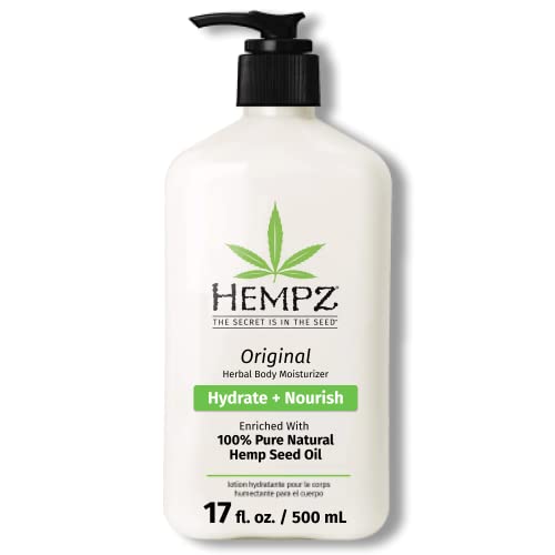 Hempz Original Body Moisturizer - Hydrating Hemp Seed Oil, Shea Butter & Ginseng - 17 Fl Oz