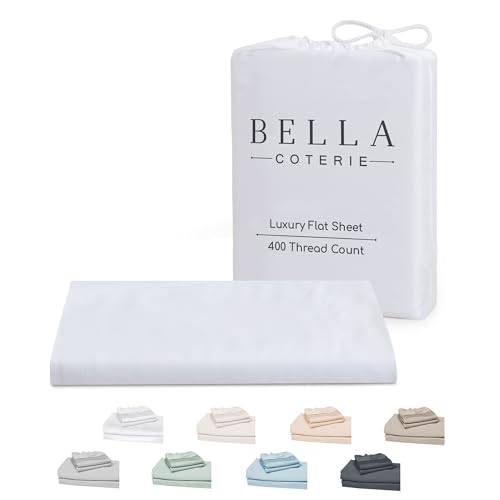 Bella Coterie Cal King Flat Sheet - Hypoallergenic, Moisture-Wicking, 400 Thread Count - White